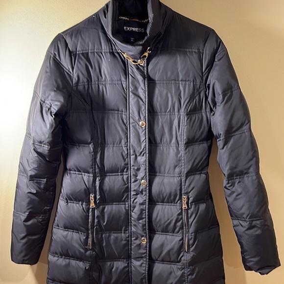 Express Womens Black Puffer Coat - Picture 2 of 9
